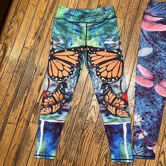 Butterfly & Dragonfly Leggings sz M Like New Lotus Leggings Sport - Picture 2 of 5